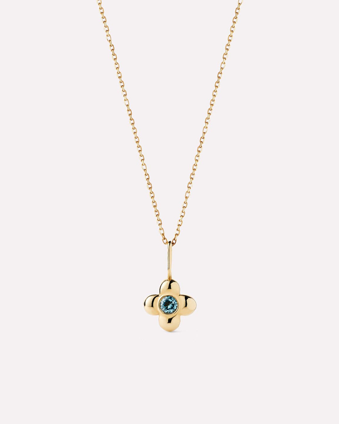 Solid Yellow Gold - London Blue Topaz Mini Liora Necklace