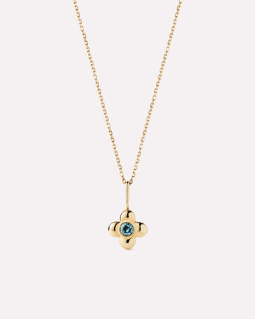 Solid Yellow Gold - London Blue Topaz Mini Liora Necklace