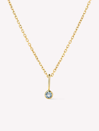 Solid Gold London Blue Topaz Spring Ring Clasp Birthstone Pendant Necklaces For Women Ana Gold Birthstone Necklace
