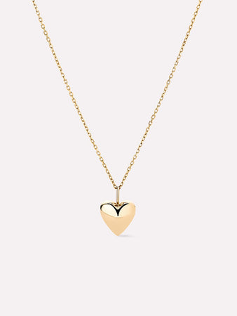 Solid Gold Love Heart Vday Pendant Necklaces For Women Medium Heart Charm Necklace
