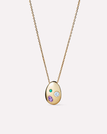 Solid Yellow Gold - 3 Stone Memento Necklace