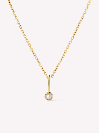 Solid Gold Pearl Spring Ring Clasp Birthstone Pendant Necklaces For Women Ana Gold Birthstone Necklace
