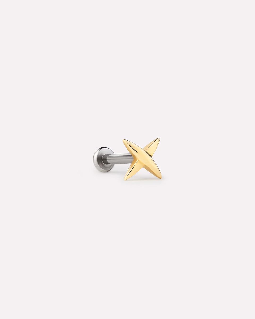 Solid Yellow Gold - X Flatback Single Stud