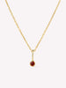 Solid Yellow Gold - Red Garnet January Mini Birthstone Necklace
