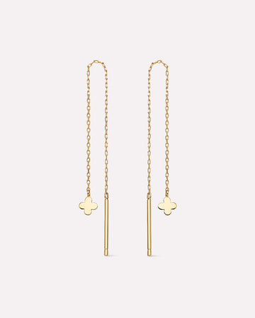 Solid Gold Solid Bloom Fine Flower Threader Earrings Ana Luisa Mini Flower Threaders