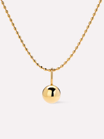 Gold Pendant Necklace - Sphere Charm Necklace
