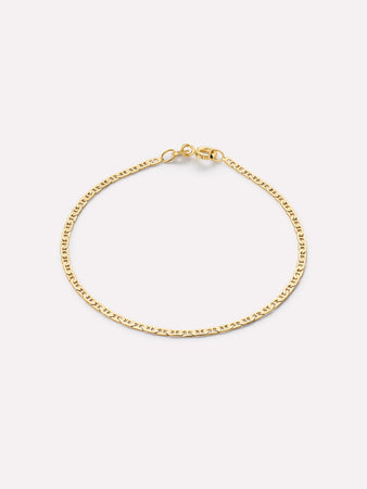 Solid Yellow Gold - Flat Mariner Chain Bracelet