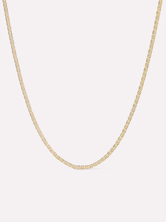 Solid Yellow Gold - Flat Mariner Chain Necklace