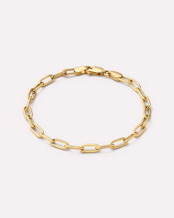 Solid Yellow Gold - Large Paperclip Bracelet