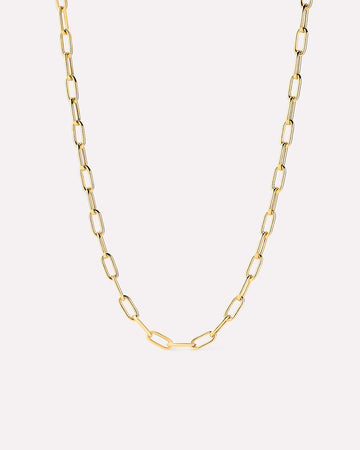 Solid Yellow Gold - Large Paperclip Necklace