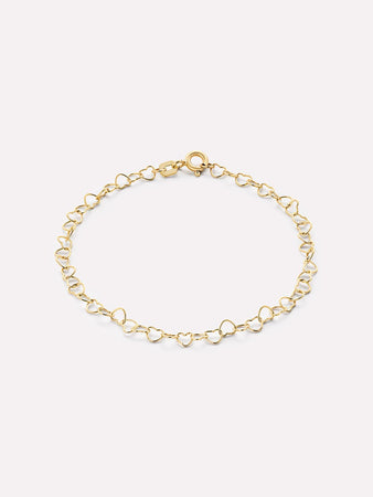 Solid Yellow Gold - Heart Chain Bracelet