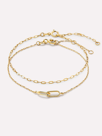 Gold Bracelet Set - Gold Link Bracelet Set