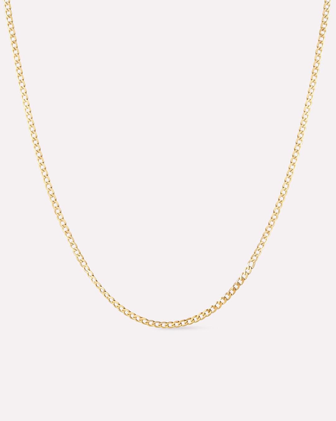 Solid Yellow Gold - Mini Curb Chain Necklace
