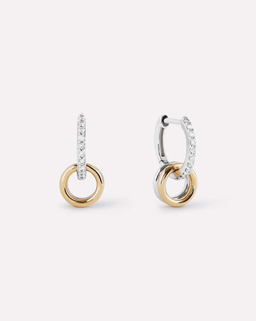 Solid Yellow Gold - Diamond Links Hoop Earrings