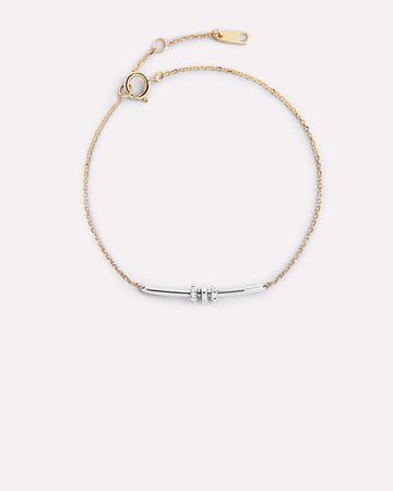 Solid Yellow Gold - Diamond Links Bar Bracelet