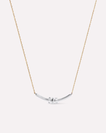 Solid Yellow Gold - Diamond Links Bar Necklace