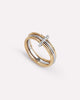 Solid Yellow Gold - Two Tone Trio Diamond Link Ring