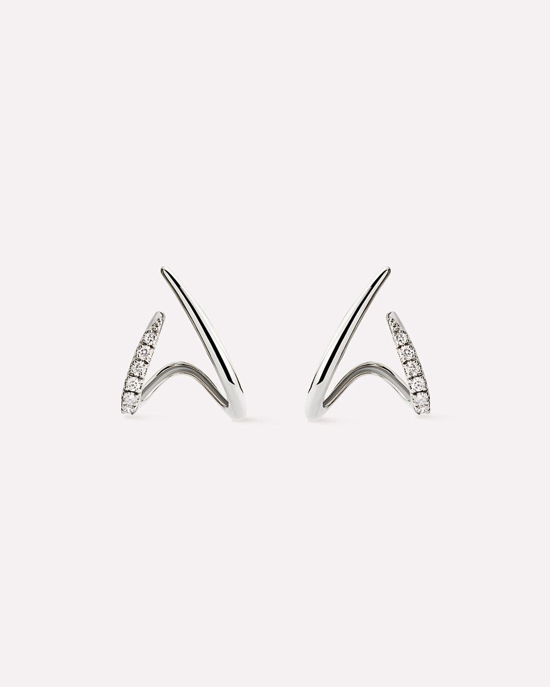 Solid White Gold - Diamond Aurora Huggie Studs