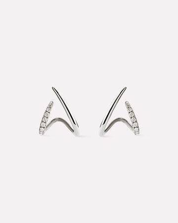 Solid White Gold - Diamond Aurora Huggie Studs