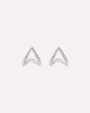 Solid White Gold - Diamond Velora Huggie Studs