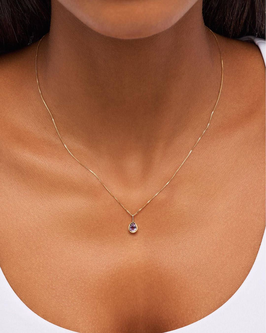 Solid Gold Amethyst Blue Sapphire Blue Topaz Yellow Citrine Semi Precious Stones Birthstones Pendants Necklace Charms For Women Ana Luisa Teardrop Charm Amethyst