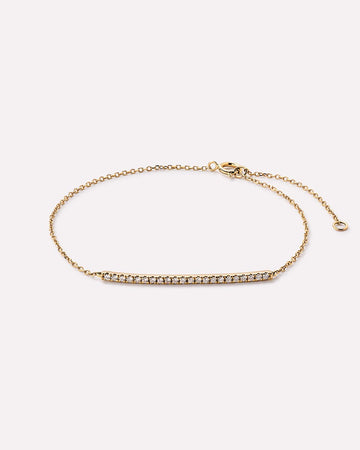 Solid Yellow Gold - Pave Diamond Bar Bracelet