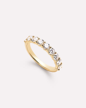Solid Yellow Gold - Half Eternity Diamond Ring (1.25 ctw)